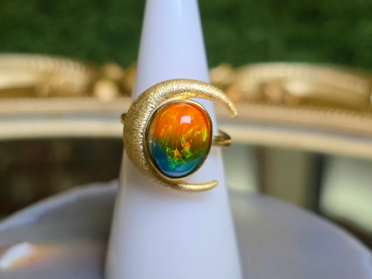 Crescent Moon Opal Ring A