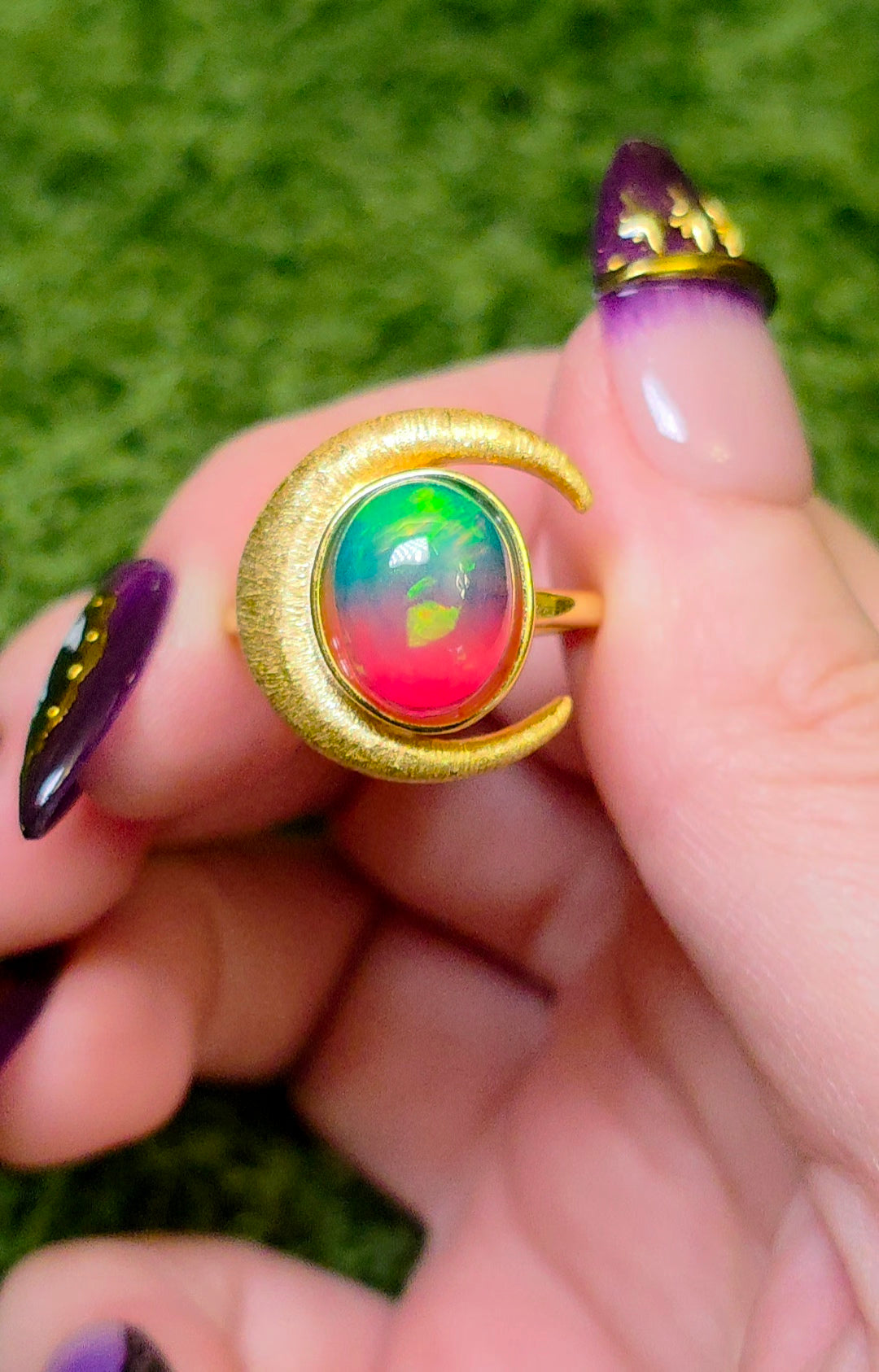 Crescent Moon Opal Ring B