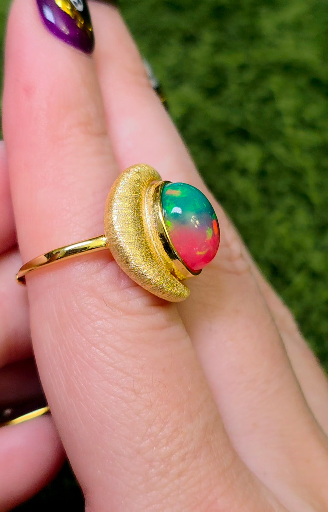 Crescent Moon Opal Ring B