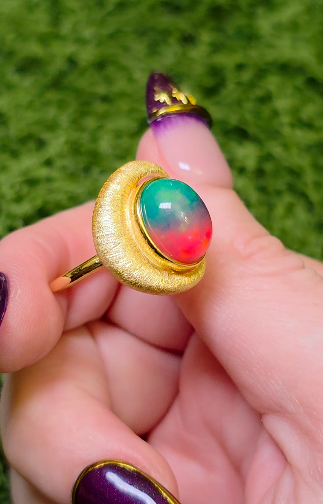 Crescent Moon Opal Ring B
