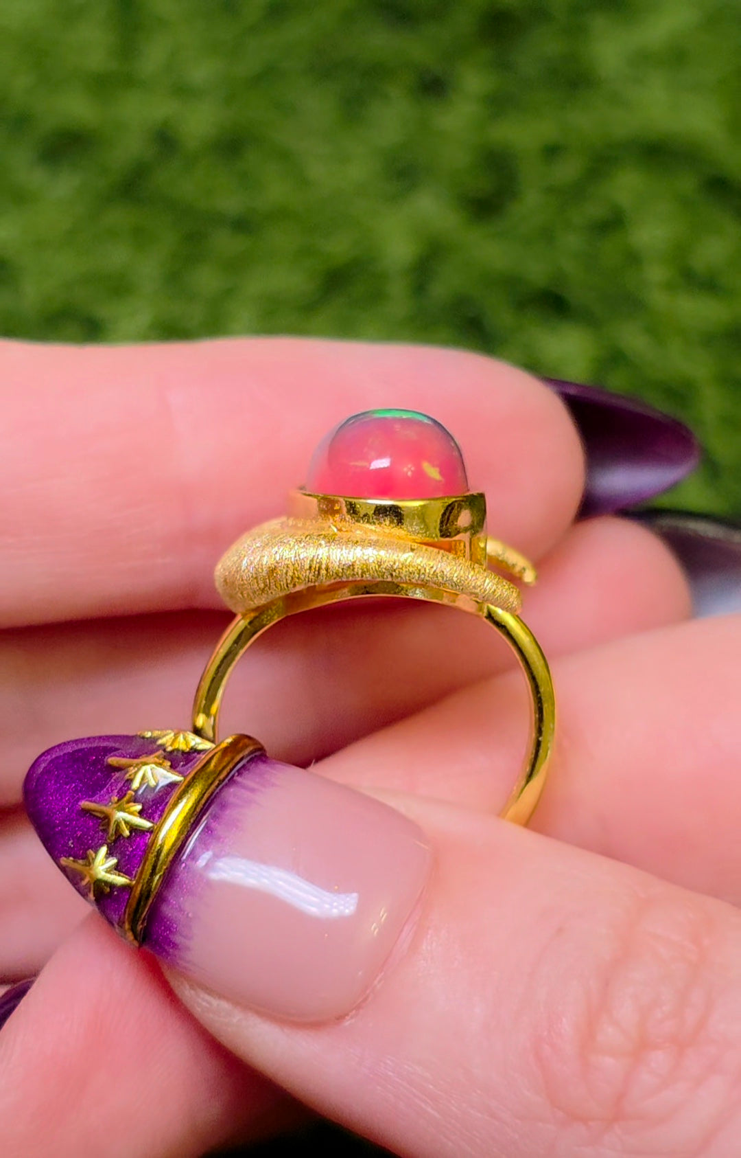 Crescent Moon Opal Ring B