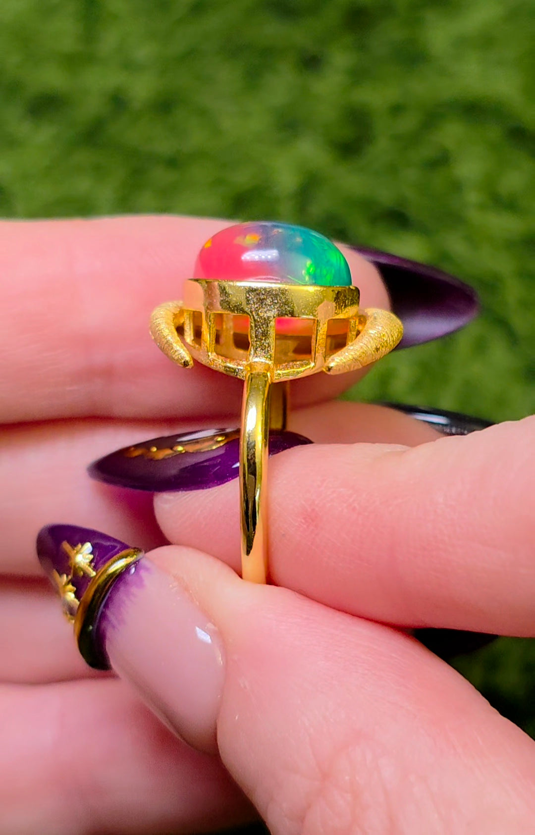 Crescent Moon Opal Ring B