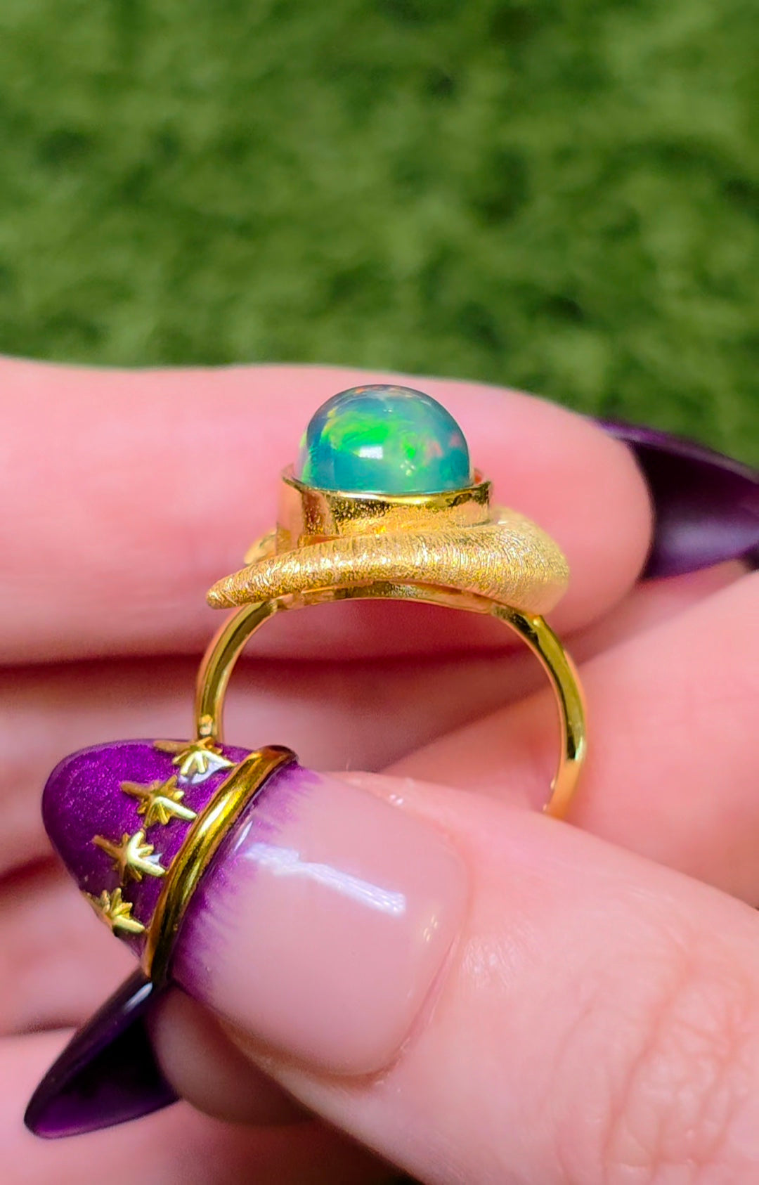 Crescent Moon Opal Ring B