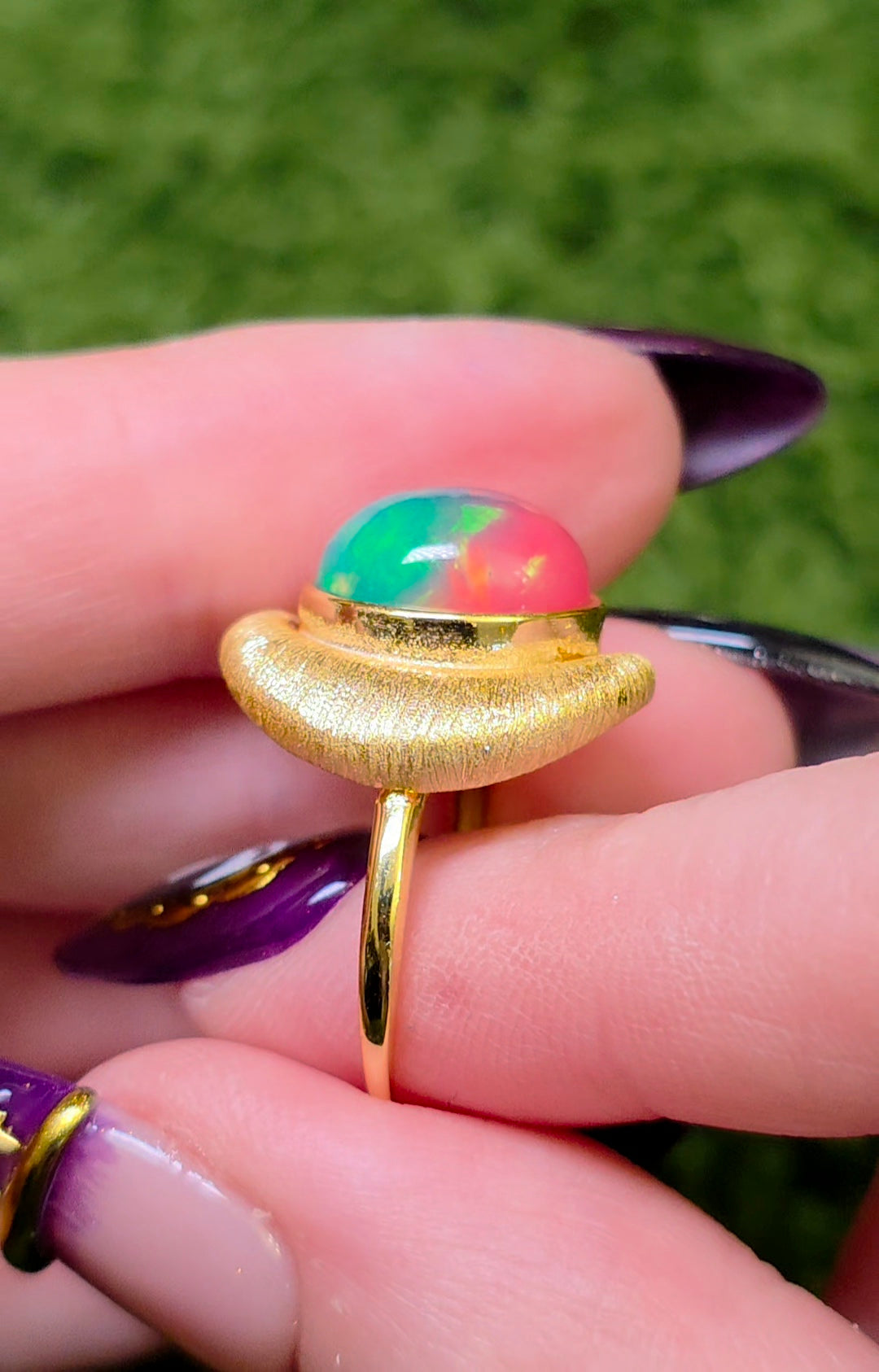 Crescent Moon Opal Ring B