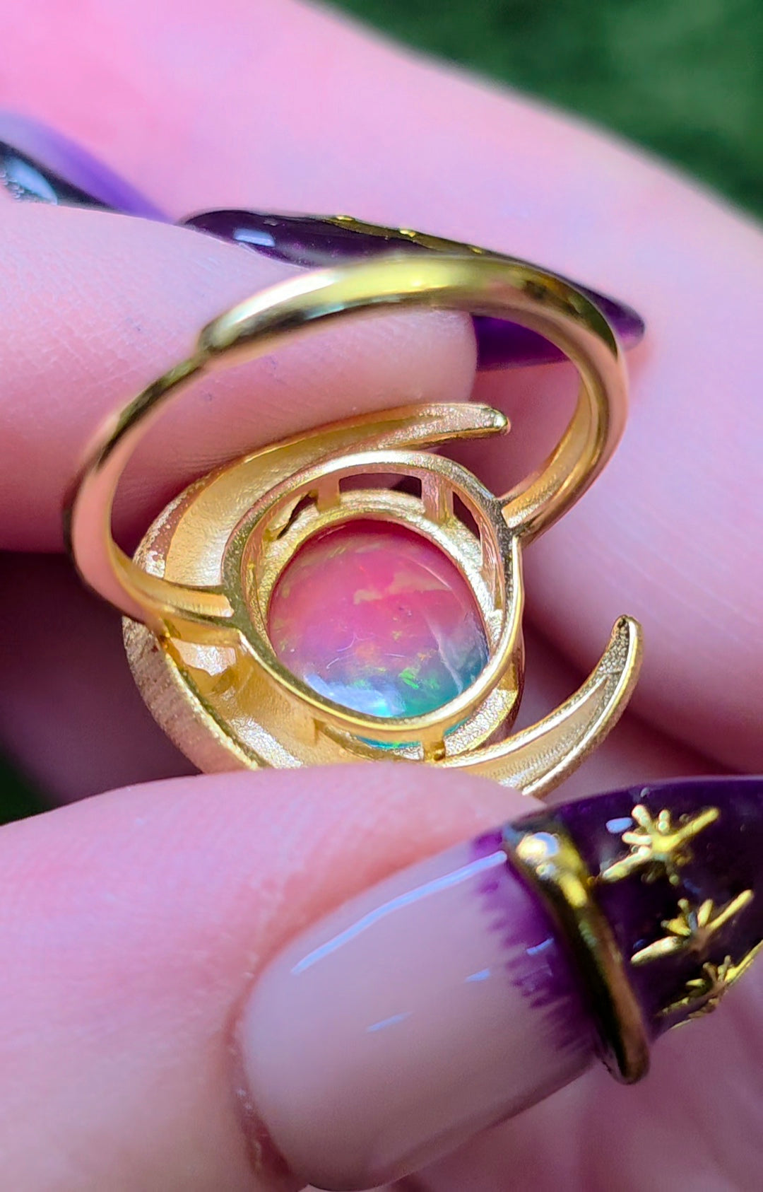 Crescent Moon Opal Ring B