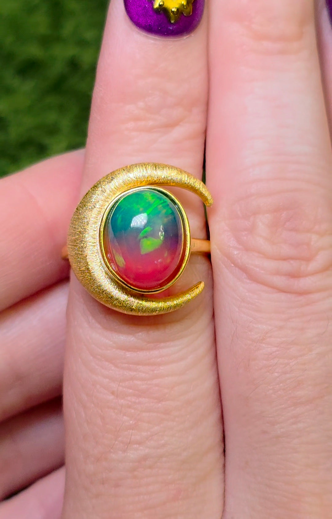 Crescent Moon Opal Ring B