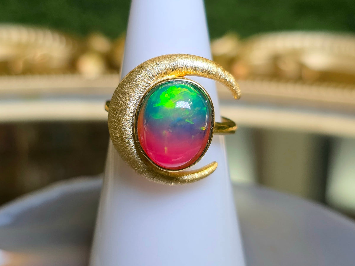Crescent Moon Opal Ring B
