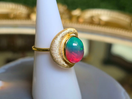 Crescent Moon Opal Ring B