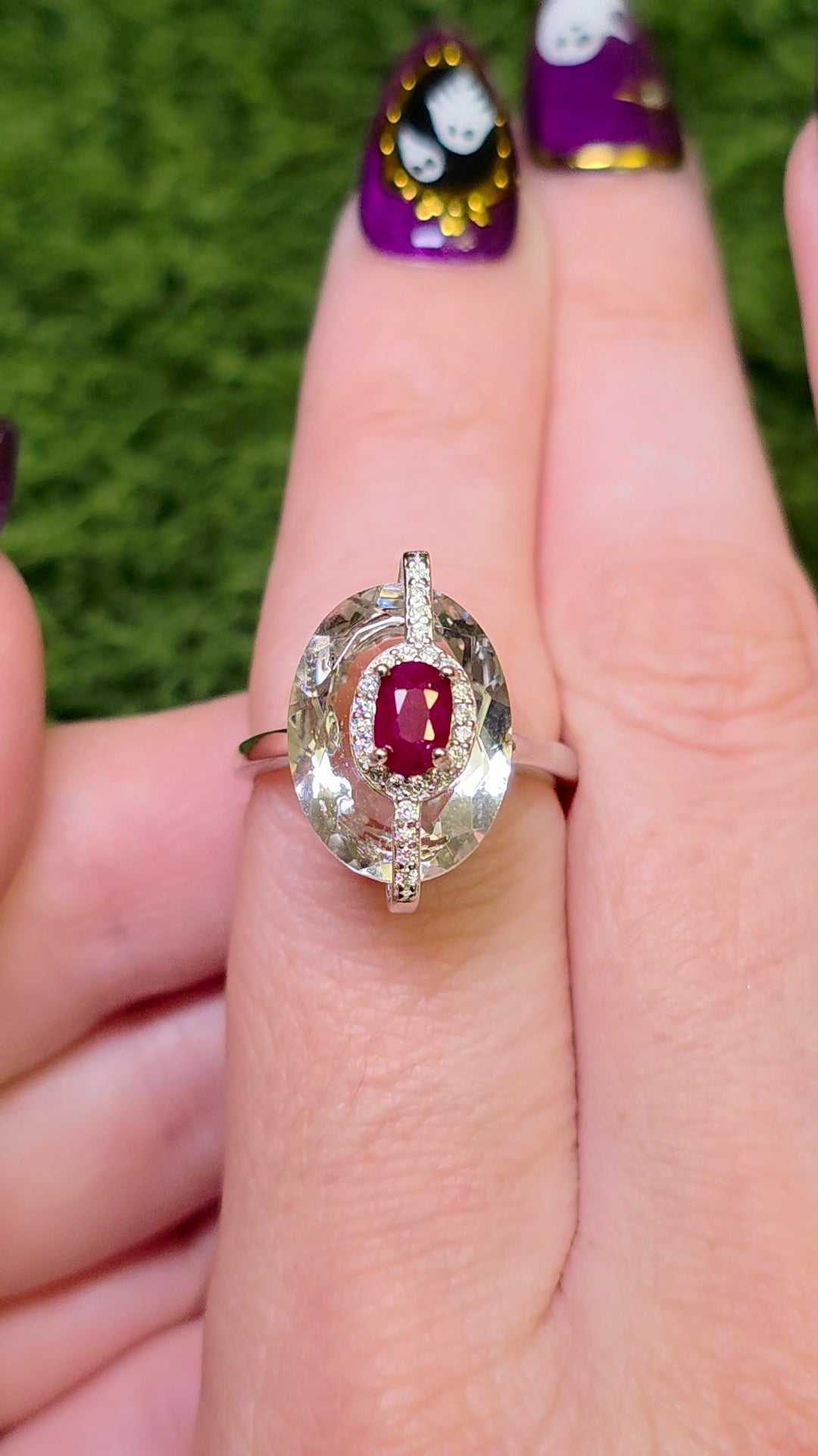 Ruby and Clear Quartz Statement Ring