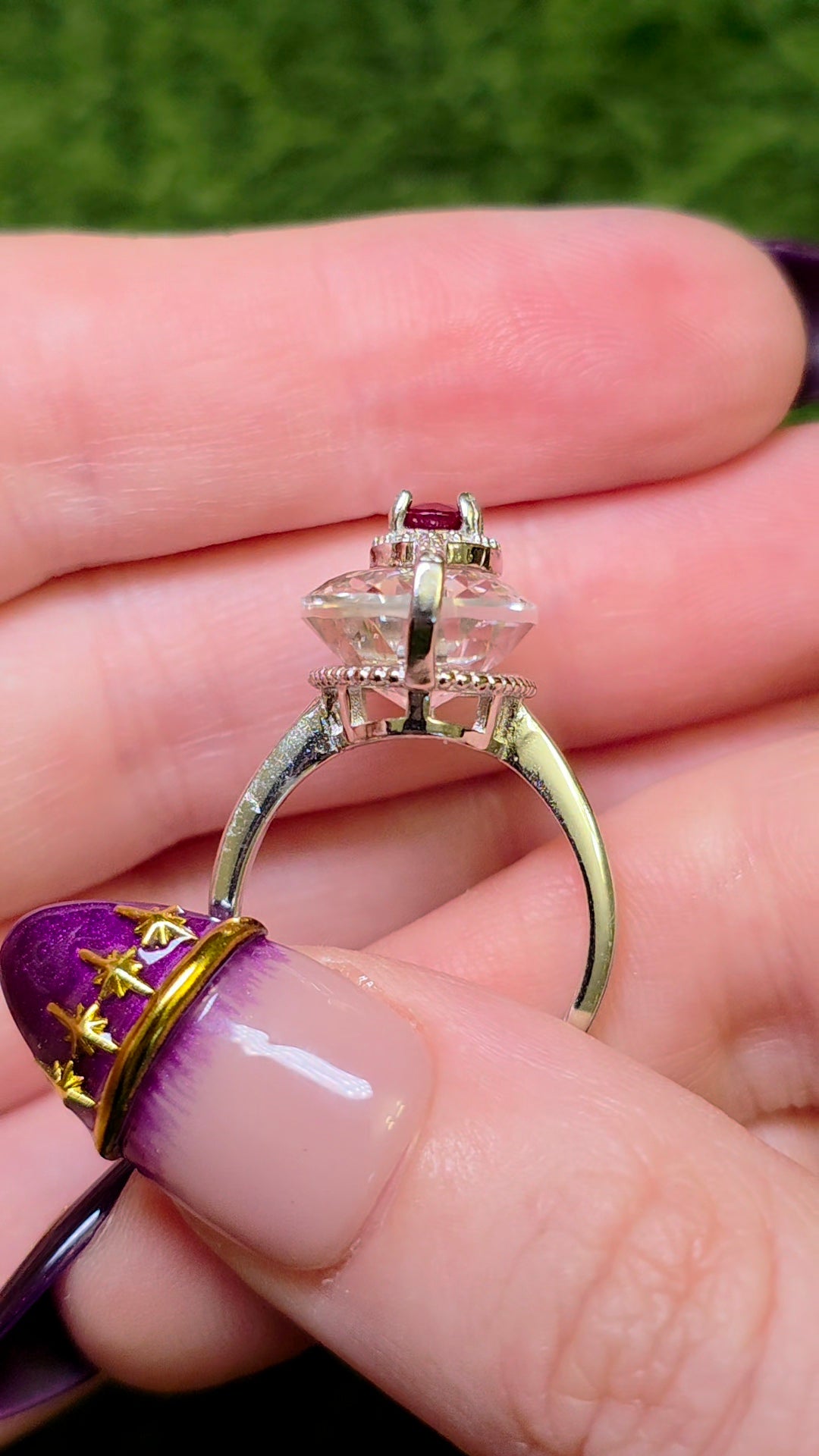 Ruby and Clear Quartz Statement Ring
