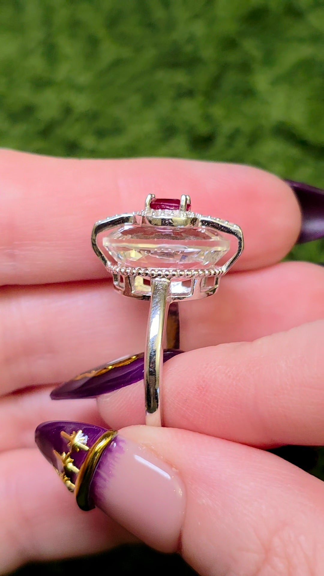 Ruby and Clear Quartz Statement Ring