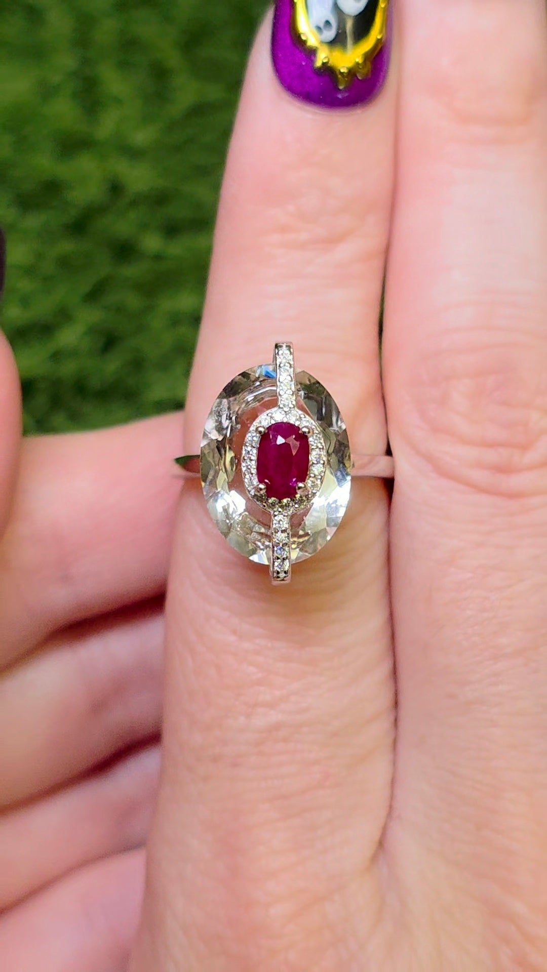 Ruby and Clear Quartz Statement Ring