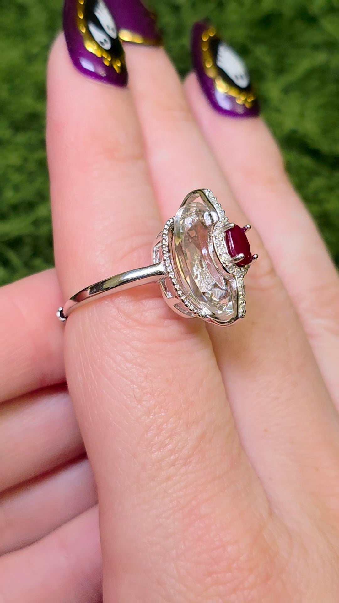 Ruby and Clear Quartz Statement Ring