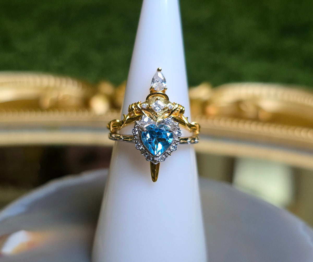 Topaz Heart and Sword Ring