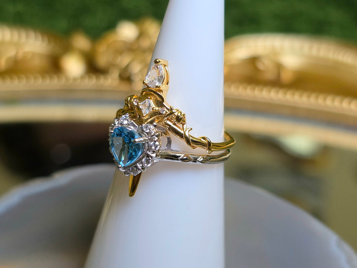 Topaz Heart and Sword Ring