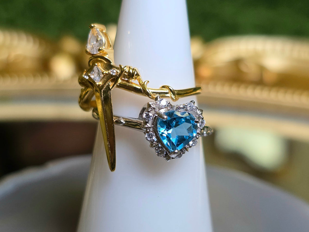 Topaz Heart and Sword Ring