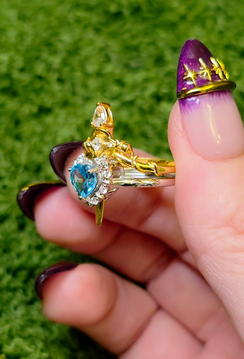 Topaz Heart and Sword Ring