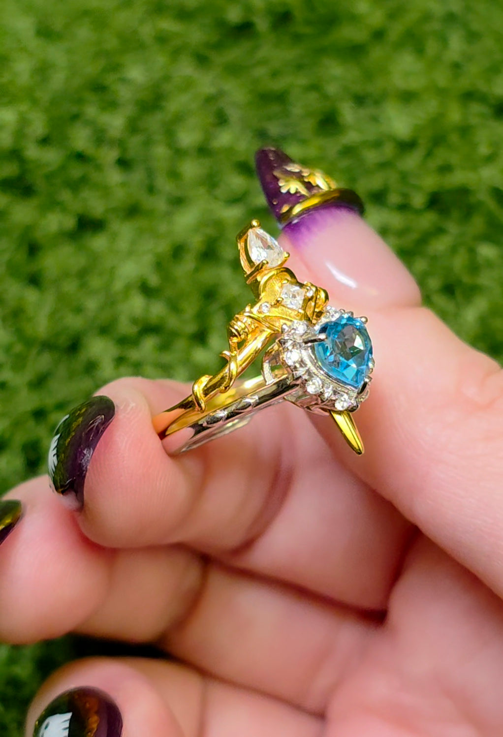 Topaz Heart and Sword Ring