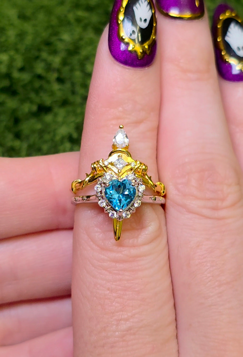 Topaz Heart and Sword Ring