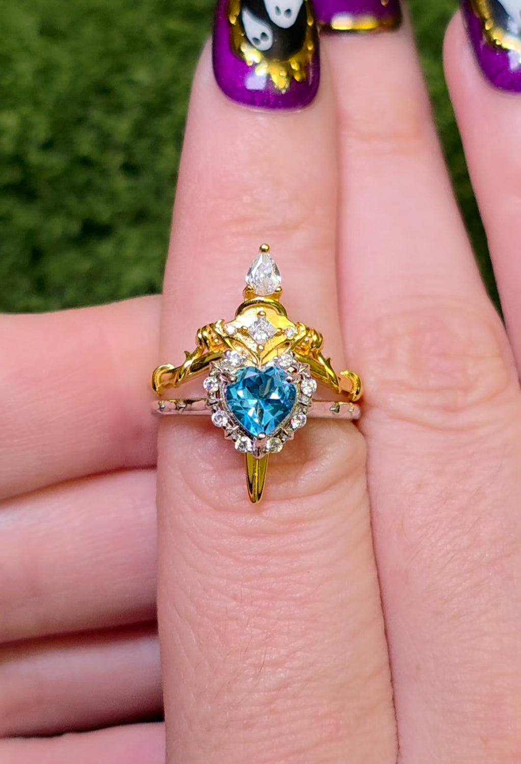 Topaz Heart and Sword Ring