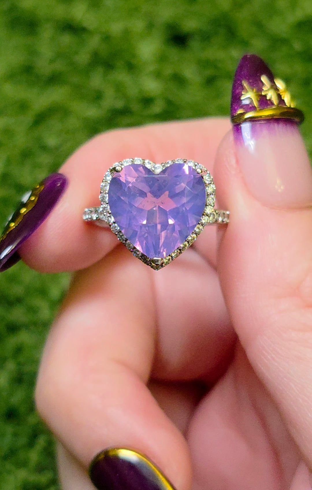 Lavender Moon Quartz Heart Ring D