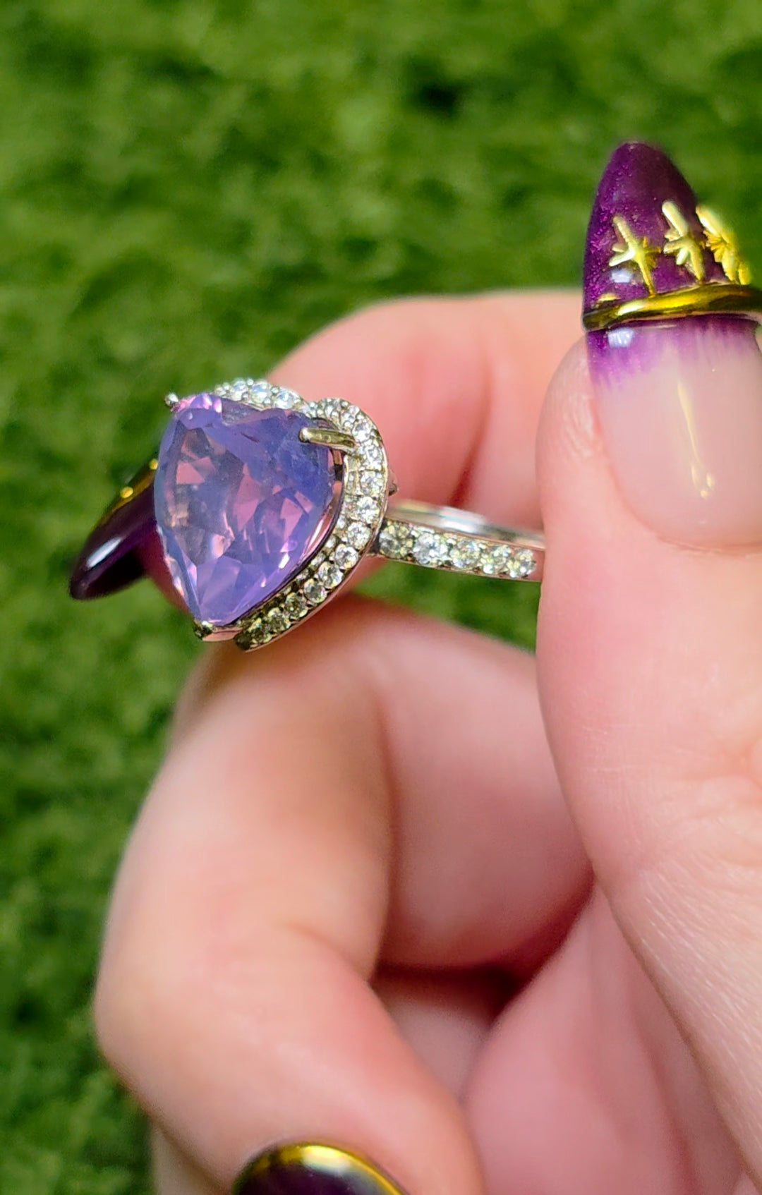 Lavender Moon Quartz Heart Ring D