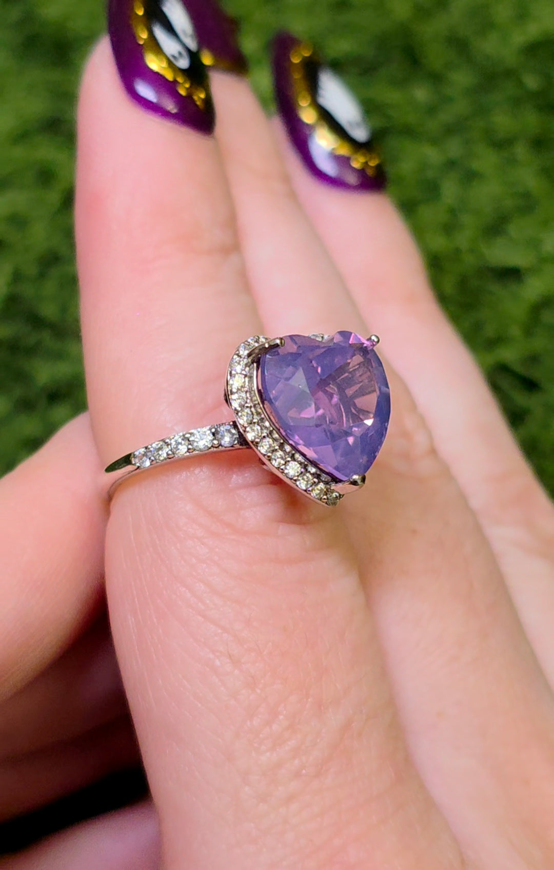 Lavender Moon Quartz Heart Ring D