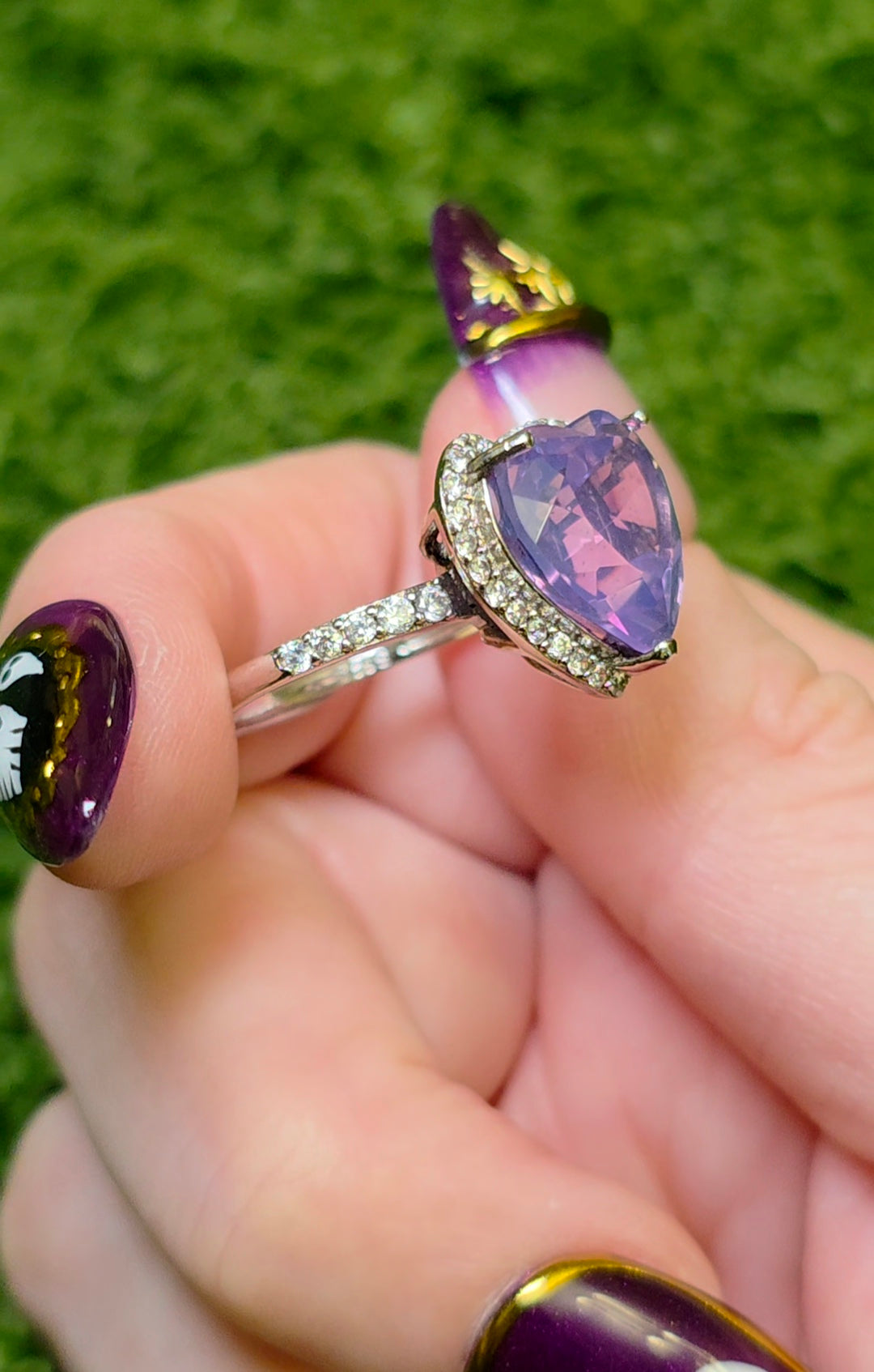 Lavender Moon Quartz Heart Ring D