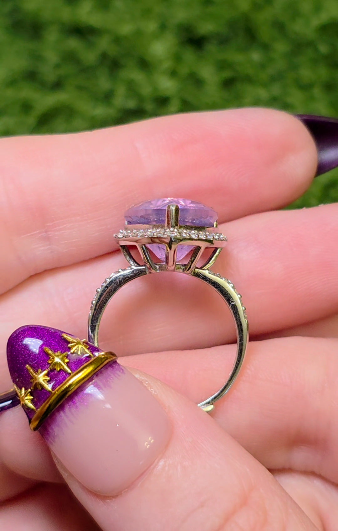 Lavender Moon Quartz Heart Ring D