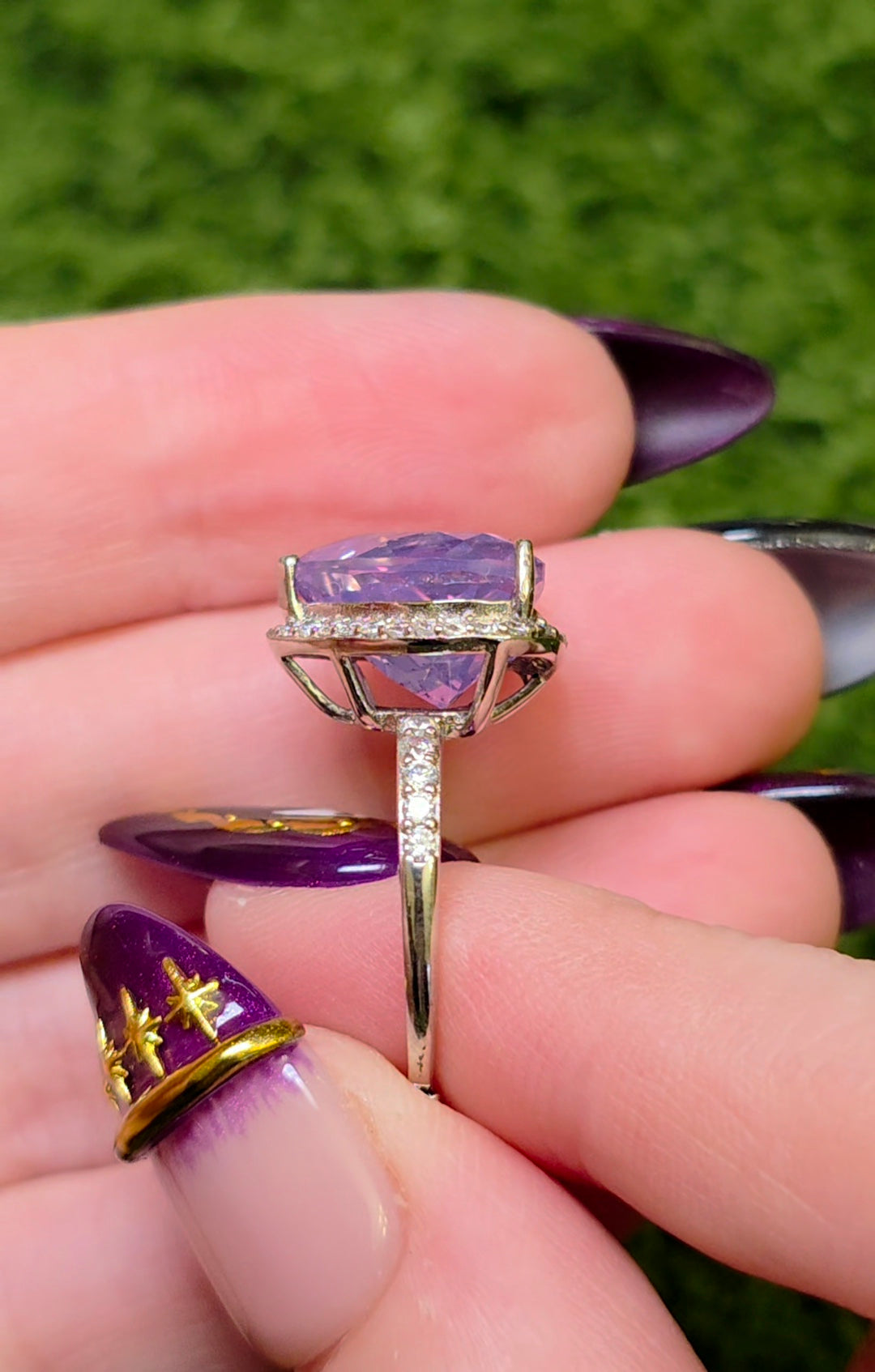 Lavender Moon Quartz Heart Ring D