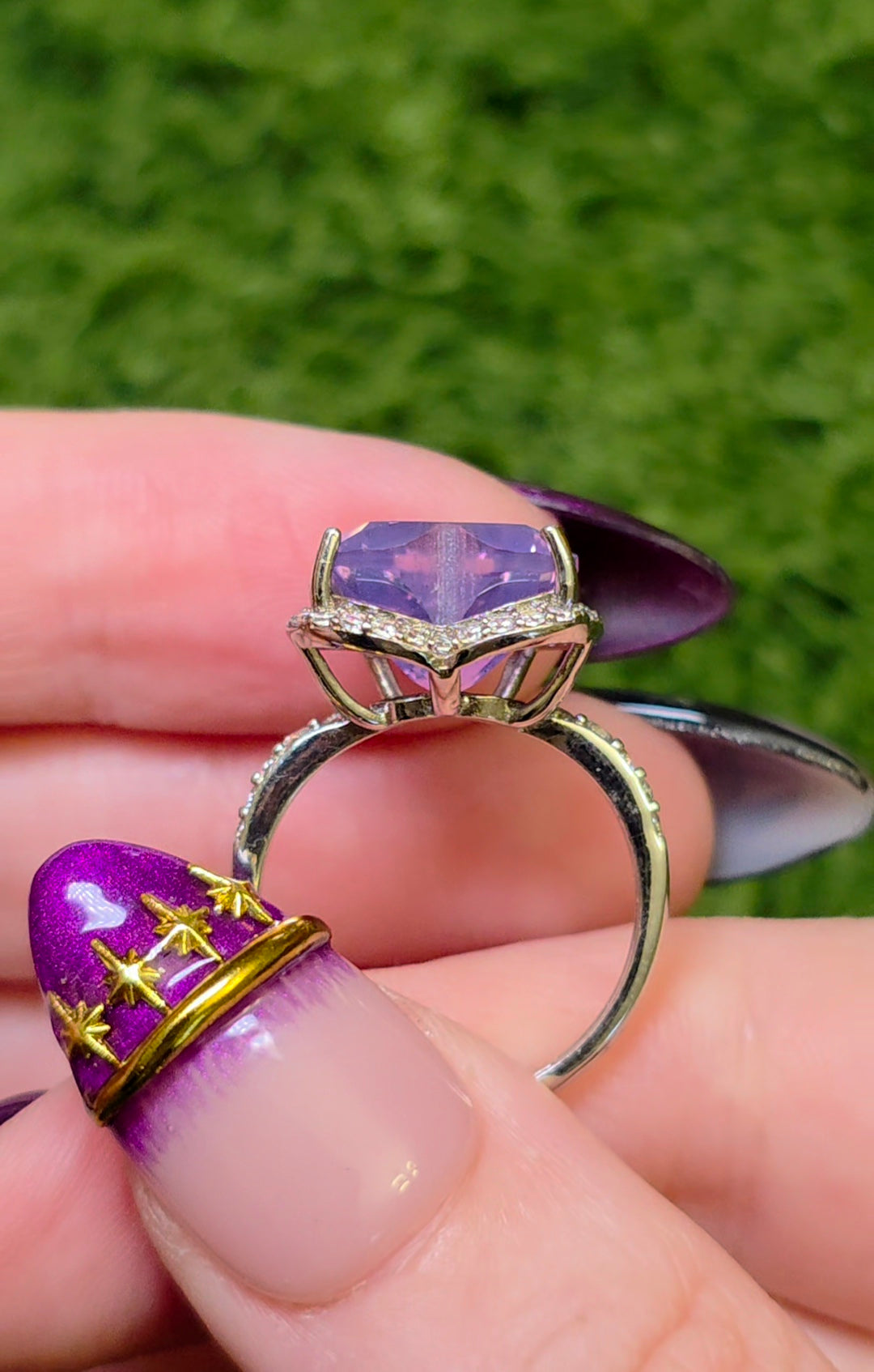 Lavender Moon Quartz Heart Ring D