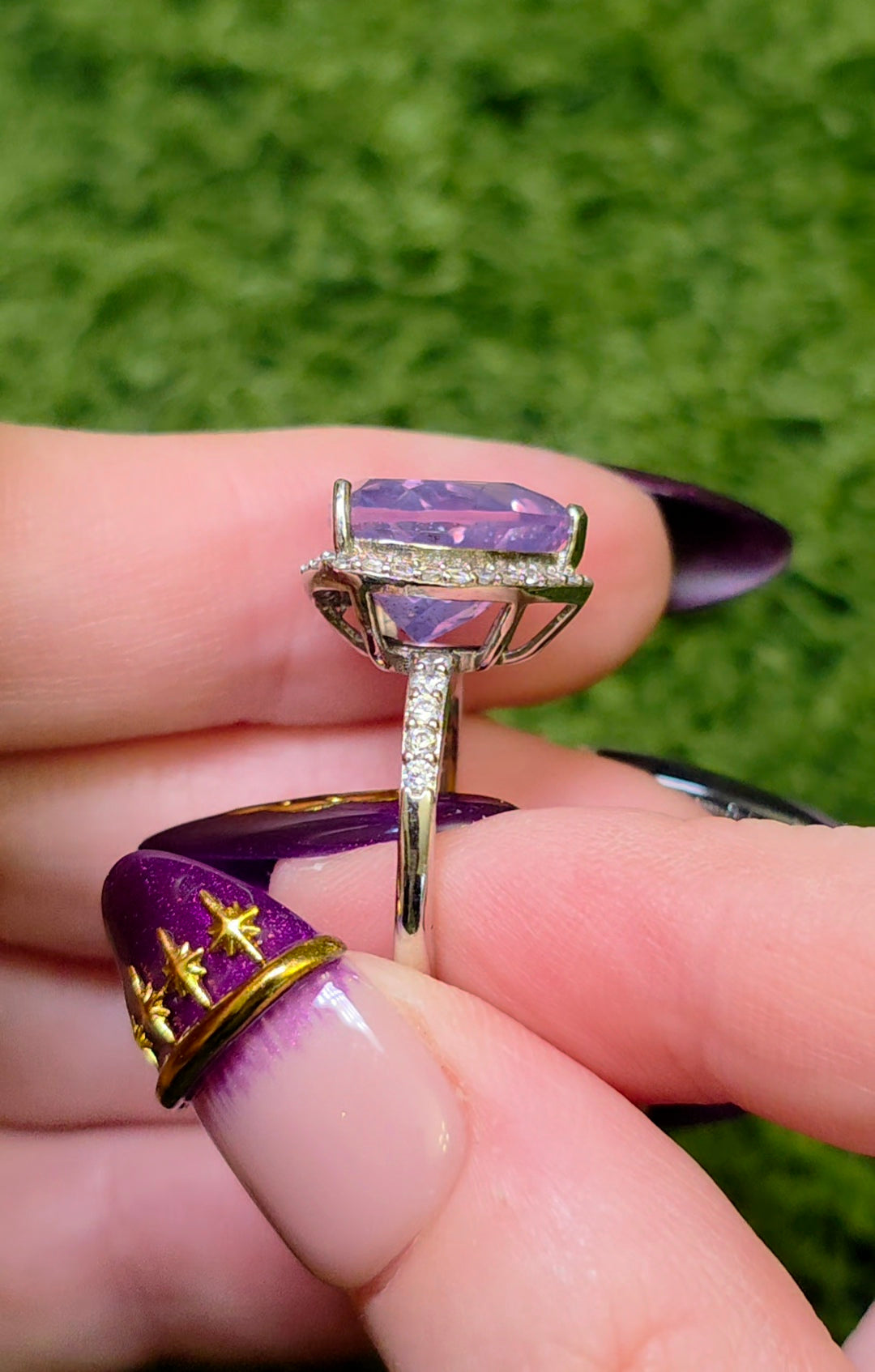 Lavender Moon Quartz Heart Ring D