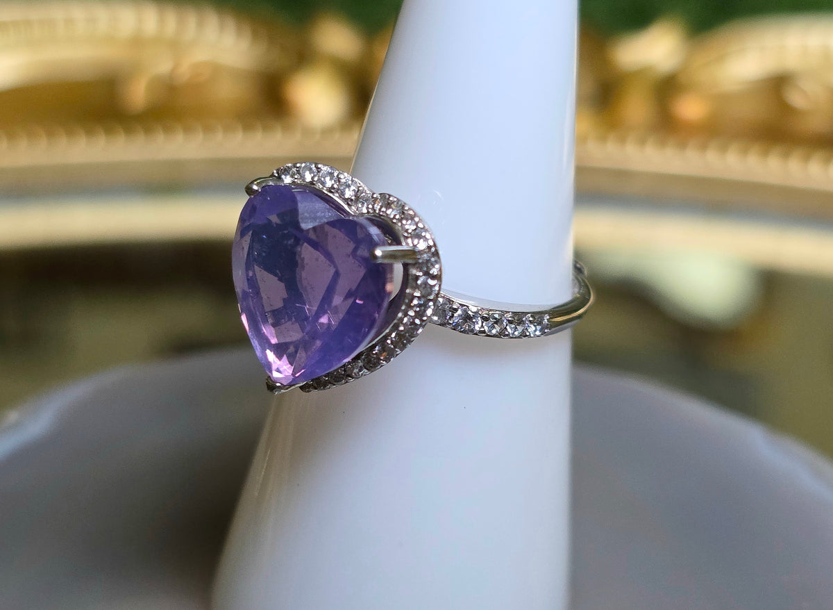 Lavender Moon Quartz Heart Ring D