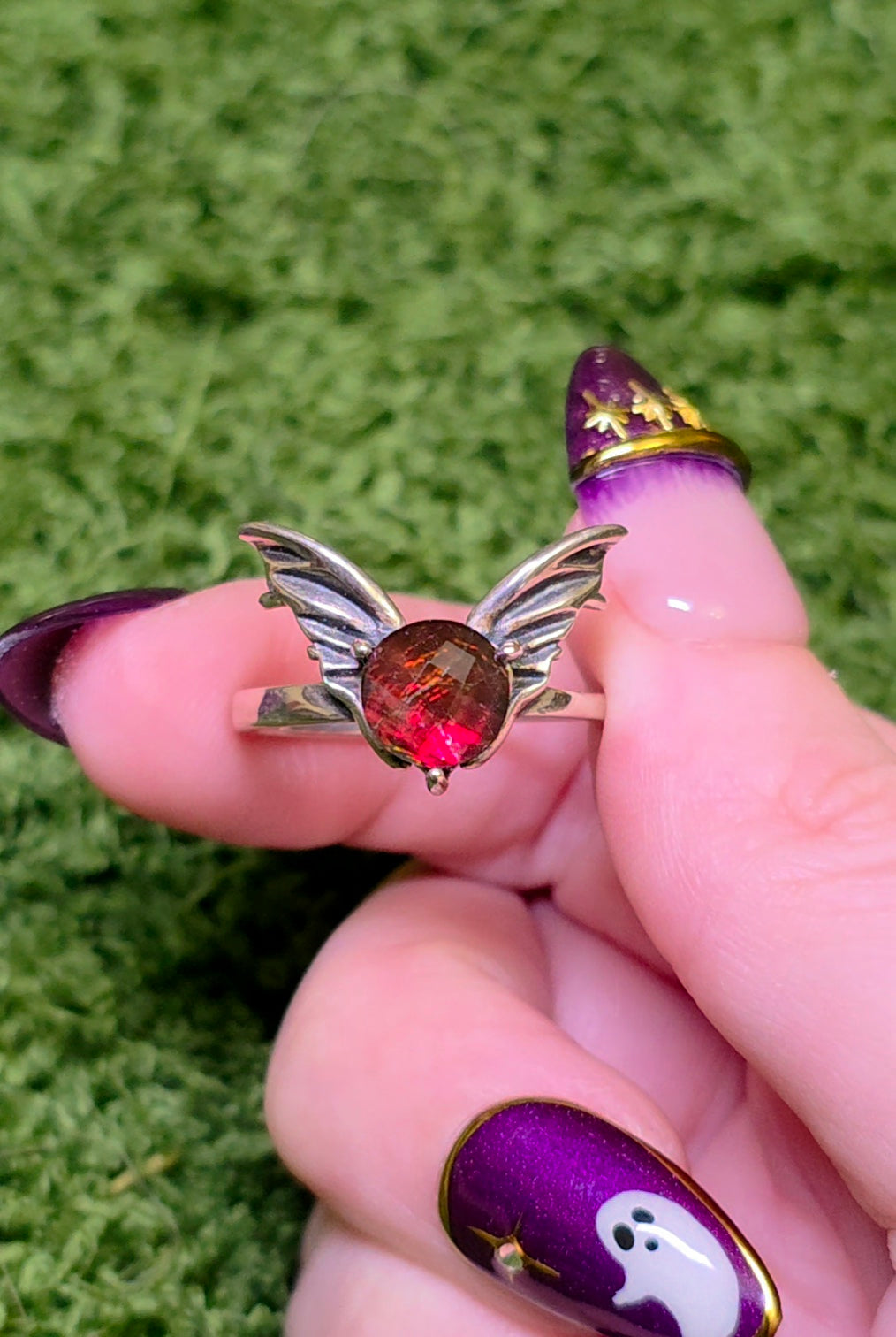 Red Fairy Ammolite Ring