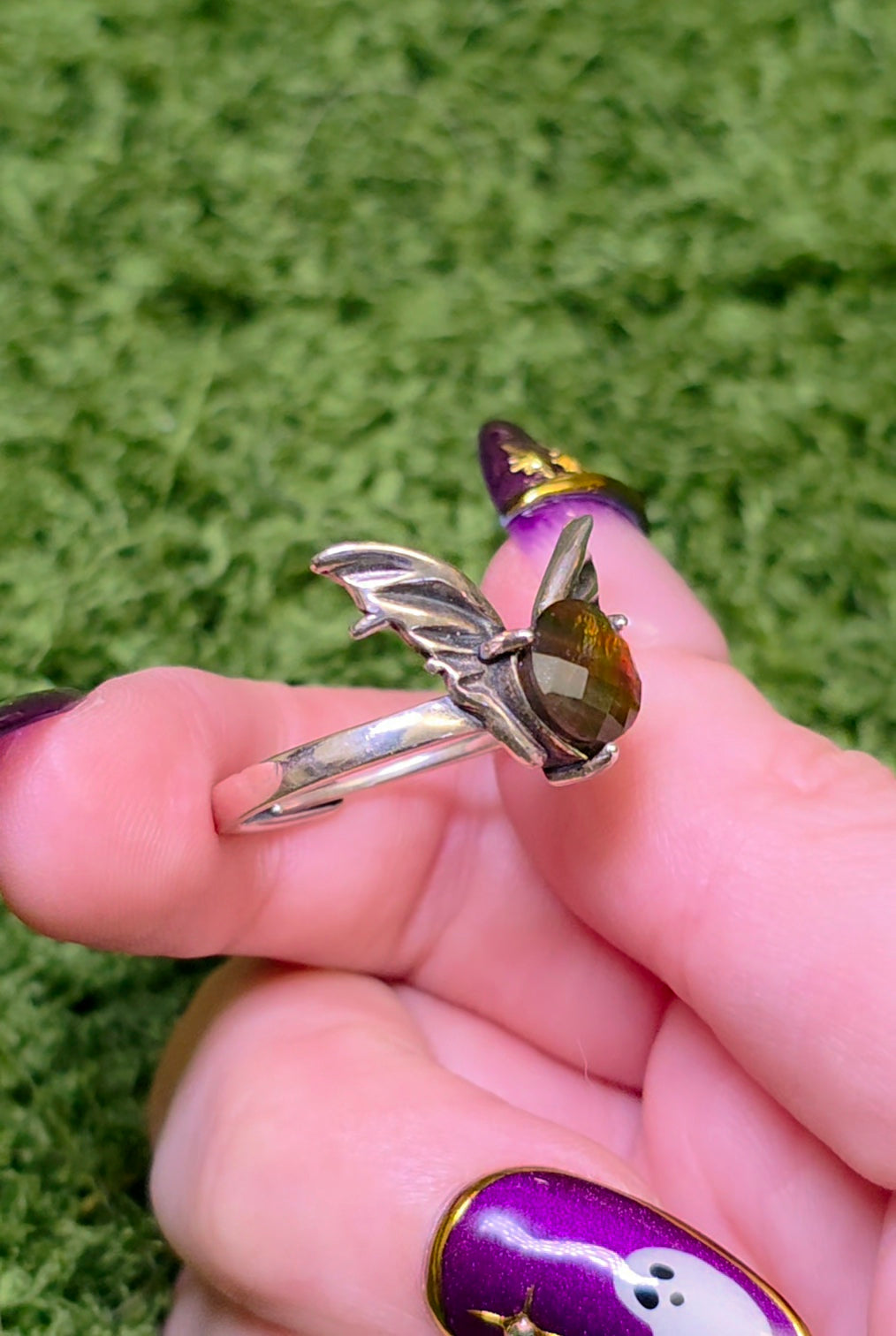 Red Fairy Ammolite Ring