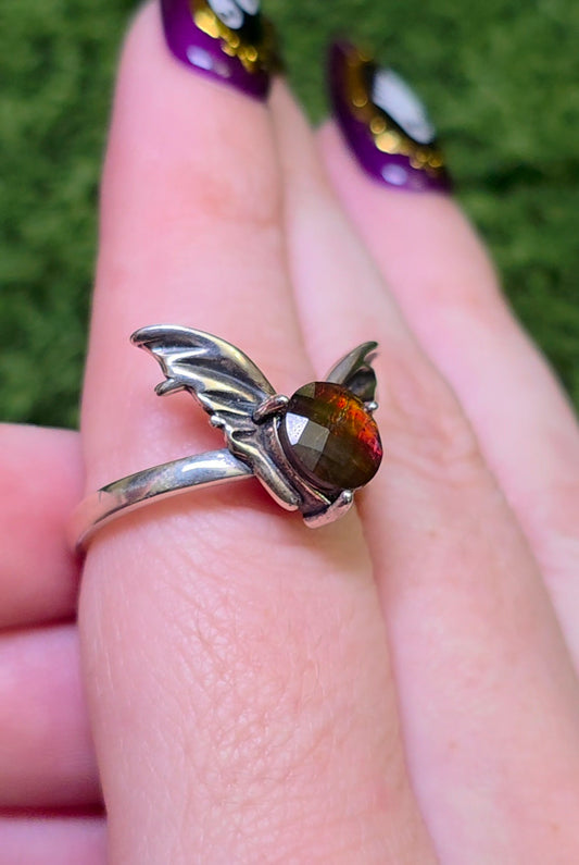 Red Fairy Ammolite Ring