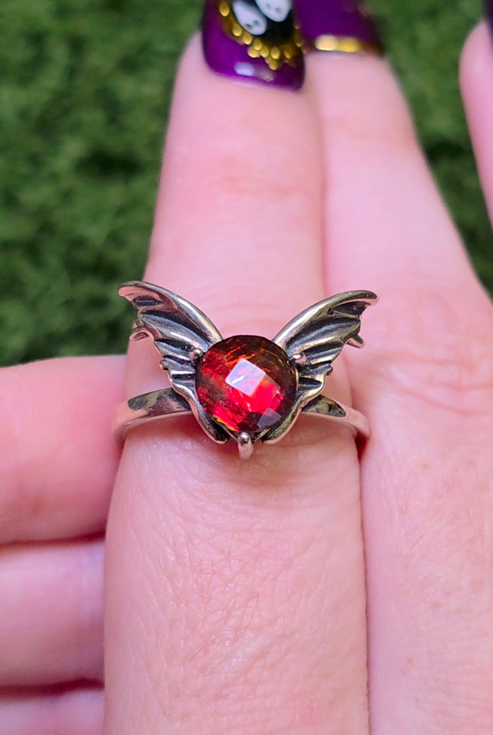 Red Fairy Ammolite Ring