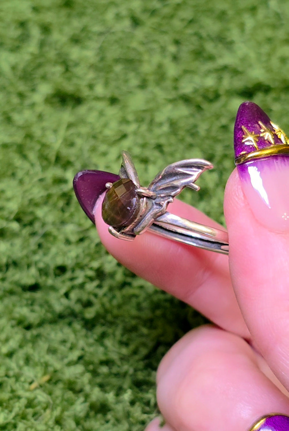Red Fairy Ammolite Ring