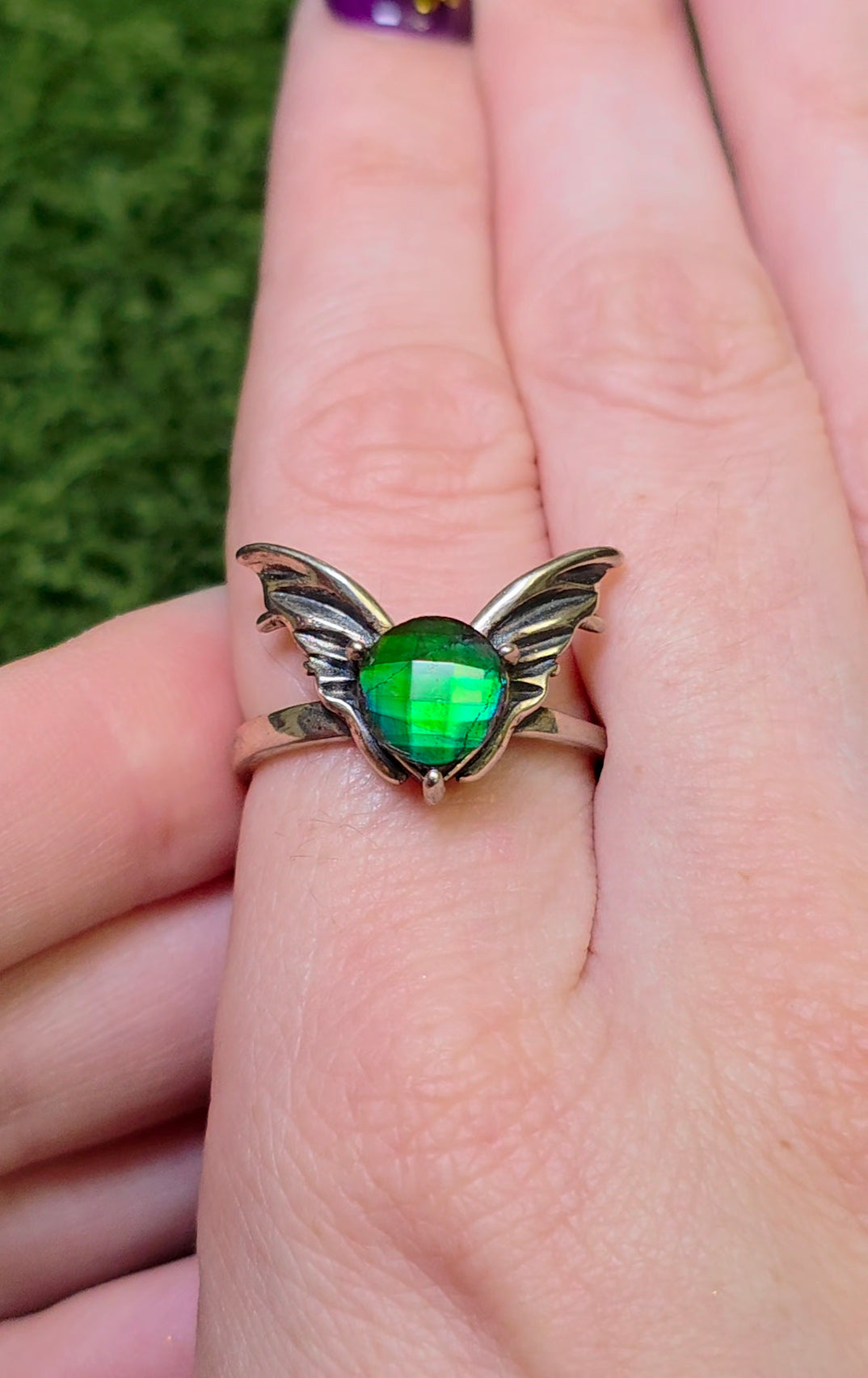 Green Fairy Ammolite Ring