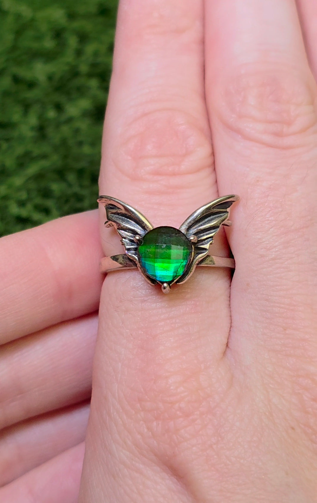 Green Fairy Ammolite Ring