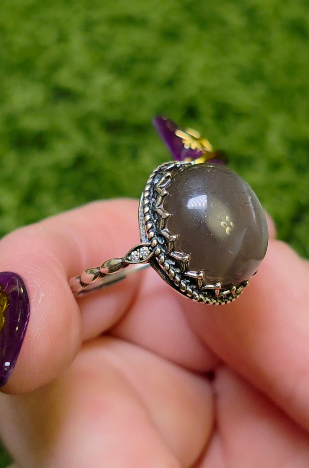 Black Moonstone Ring B