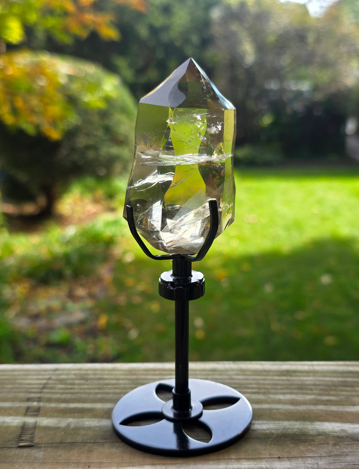 Yellow Quartz Freeform Tower on Stand B