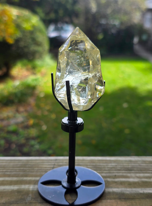 Yellow Quartz Freeform Tower on Stand C