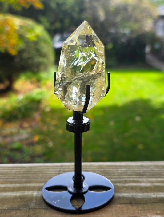 Yellow Quartz Freeform Tower on Stand C