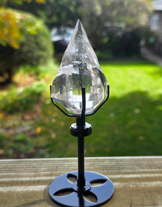 Clear Quartz Freeform Tower on Stand