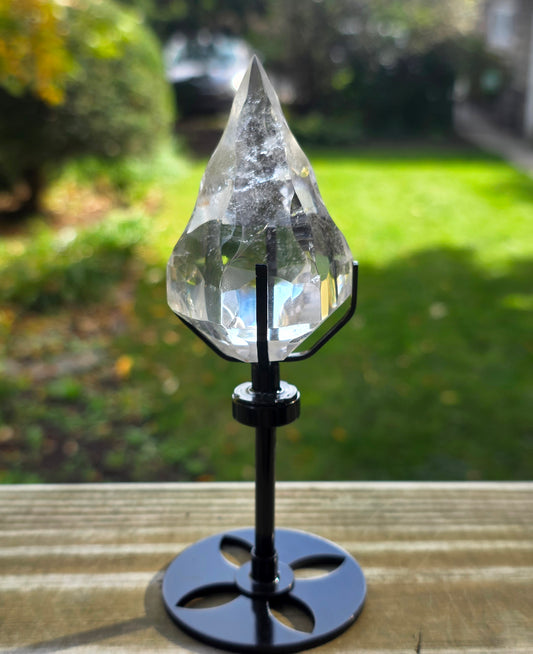 Clear Quartz Freeform Tower on Stand