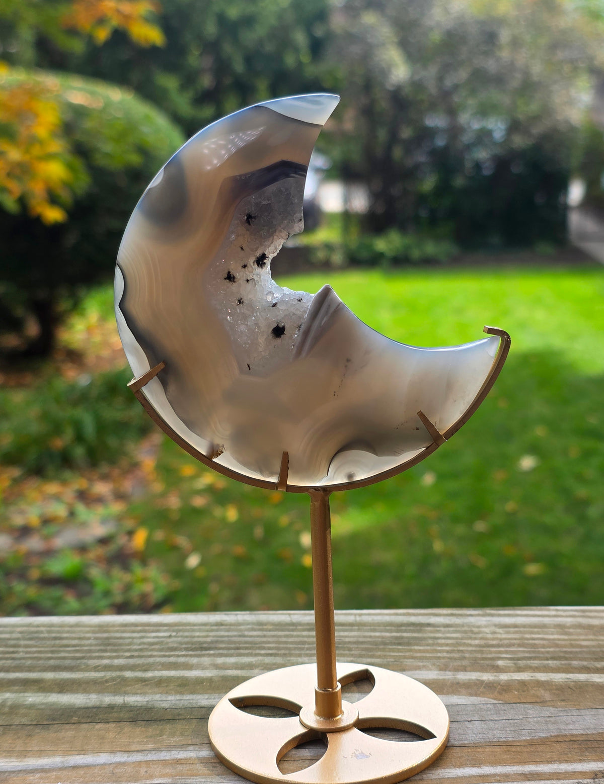 Druzy Agate Moon on Stand A