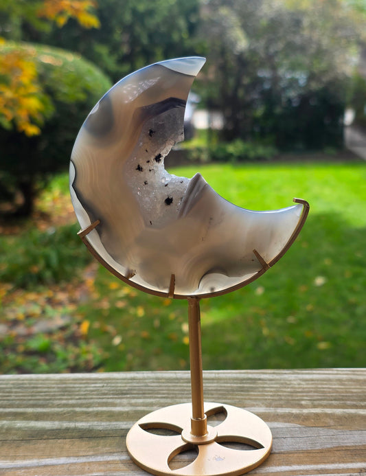 Druzy Agate Moon on Stand A