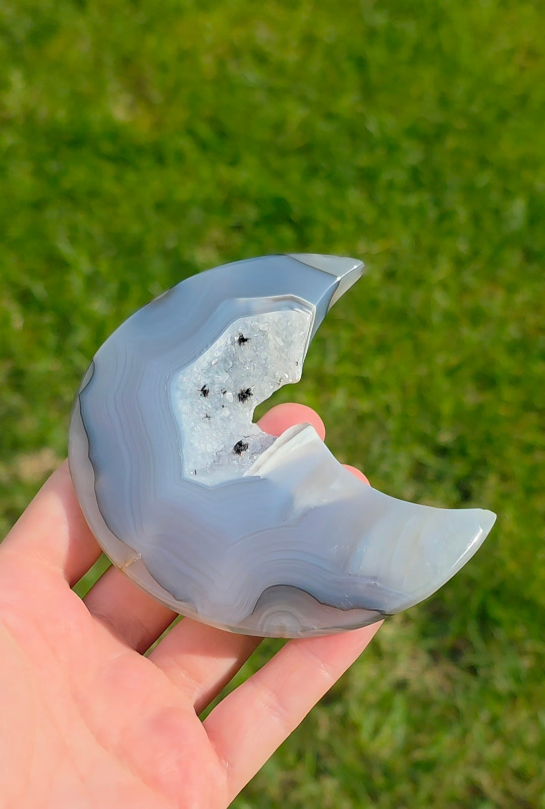 Druzy Agate Moon on Stand A