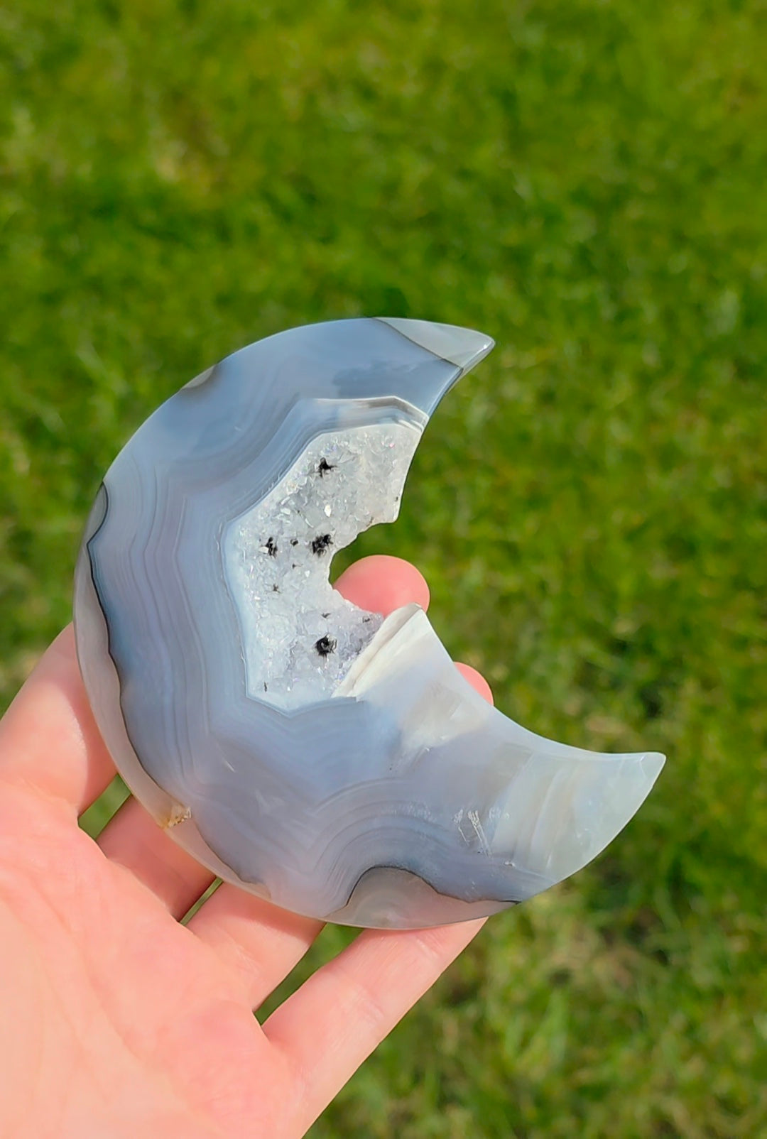 Druzy Agate Moon on Stand A